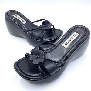STEVE MADDEN Vintage 90’s Y2K ROSIEE Platform Sandals Black Floral Size 6 Bratz